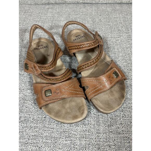 Earth Origins Brown Leather Strappy Sandals 7.5 - Picture 1 of 7
